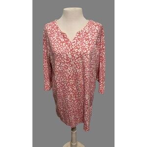 Roaman's Red & White 3/4 Sleeve Long Tunic - Size 18/20